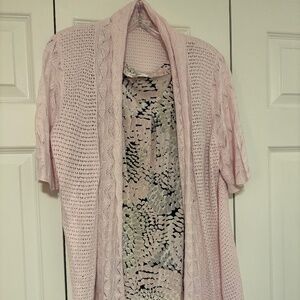 Pink Westport by Dress Barn 1X Cardigan and Pink/Black/White Jones 1X Tank